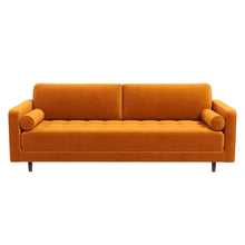 Load image into Gallery viewer, Anthony Mid-Century Modern Burnt Orange Pillow Back Velvet Sofa