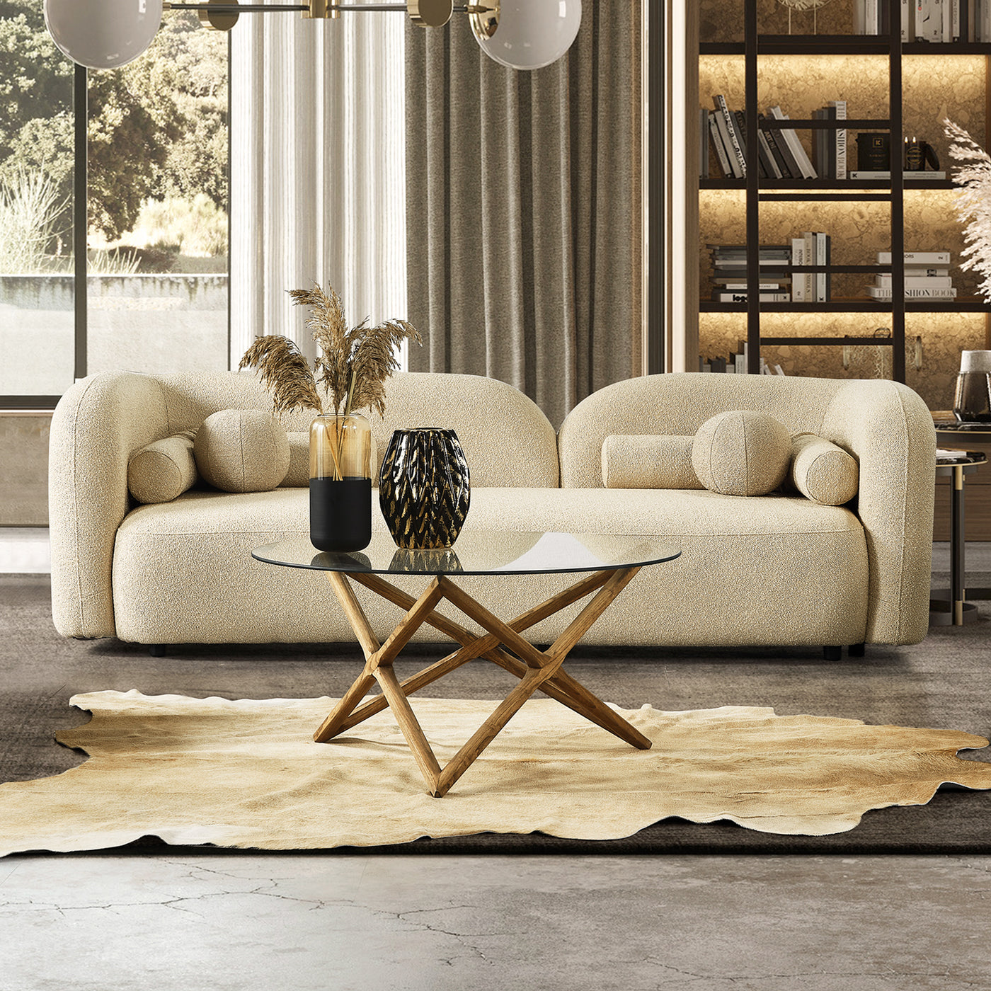 Donna Japandi Style Ivory Boucle Sofa