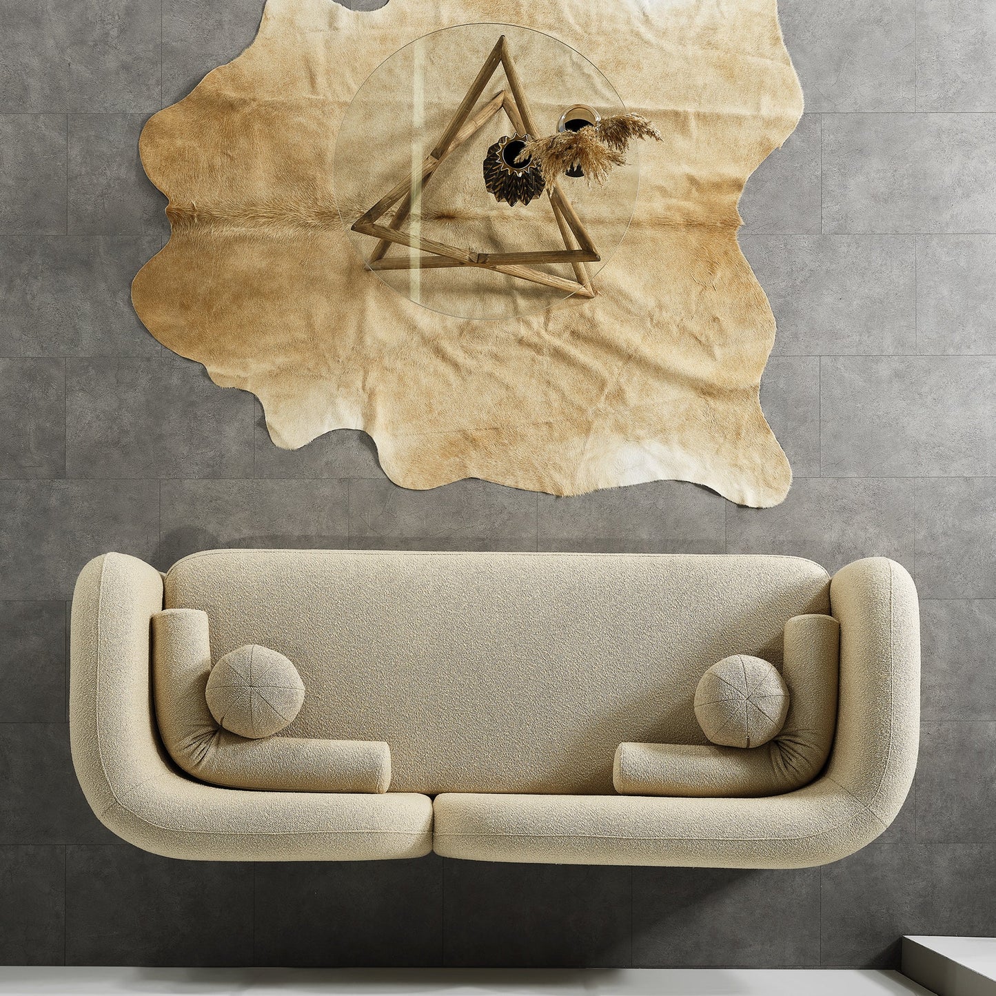 Donna Japandi Style Ivory Boucle Sofa
