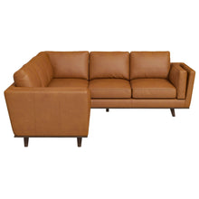 Load image into Gallery viewer, Farsah Mid Century Modern Tan Leather Corner Sofa