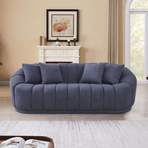 Maximilian Gray Japandi Style Tight Back Boucle Couch