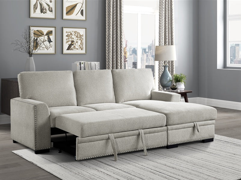 Morelia 2pc Sectional in Beige Fabric 9468