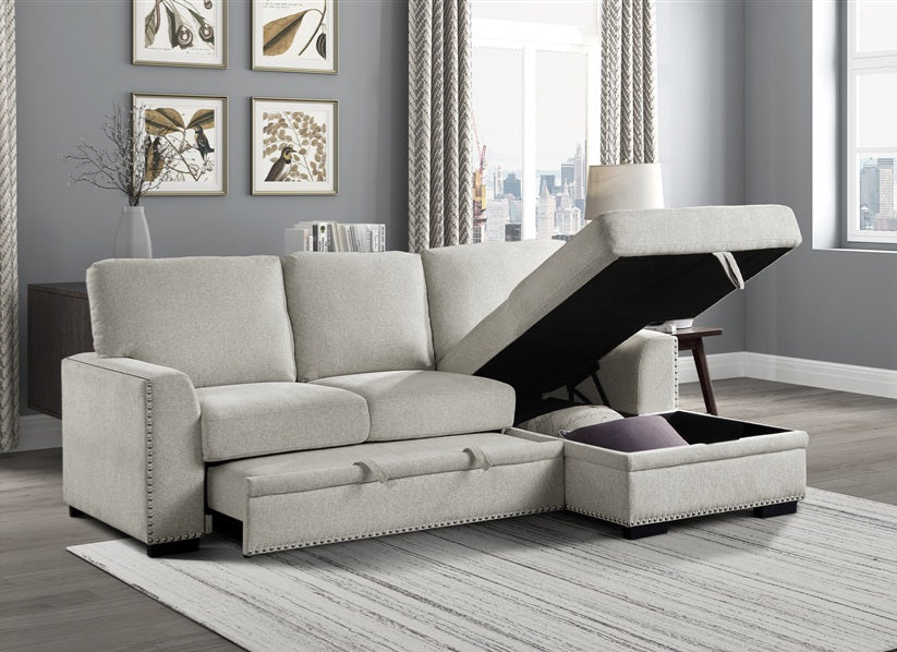 Morelia 2pc Sectional in Beige Fabric 9468