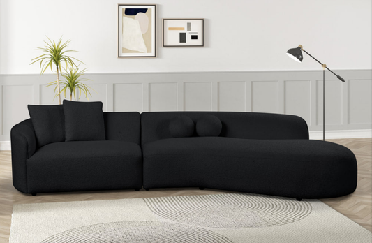 Mia Black Fabric Sectional