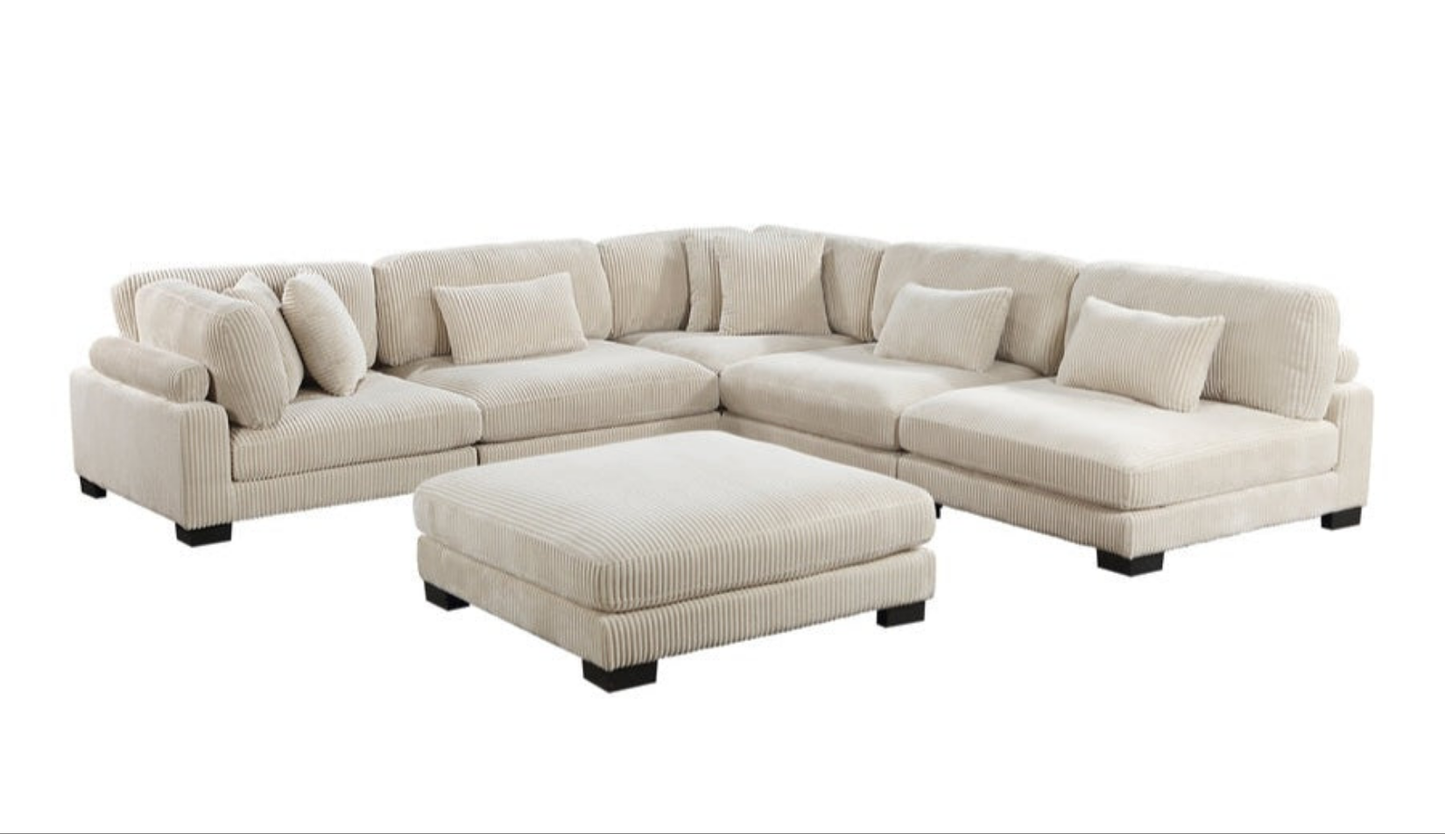 Traverse Beige 6pc Modular Sectional with Ottoman 8555