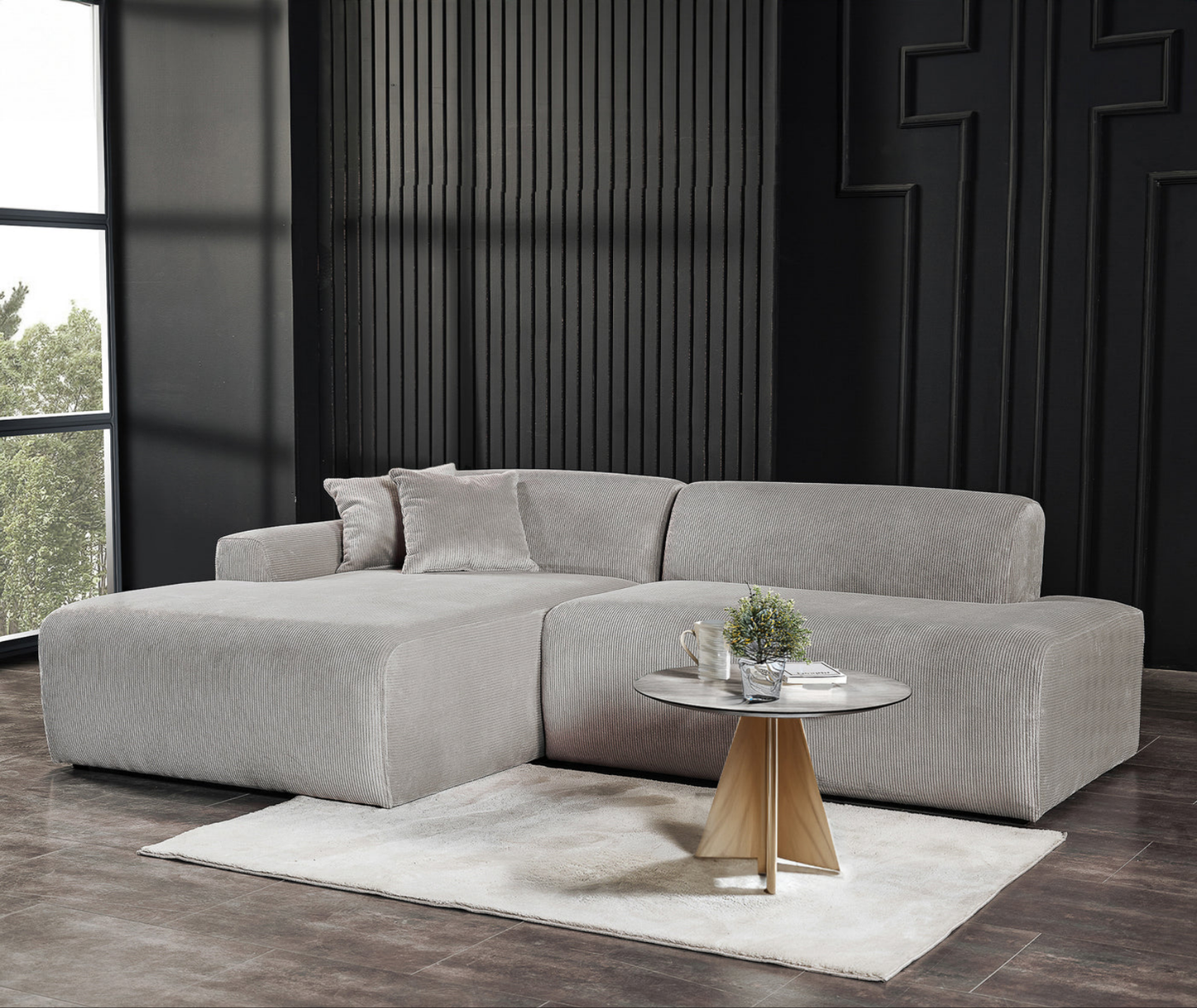 Mar Grey LAF/RAF Sectional Corduroy Sofa