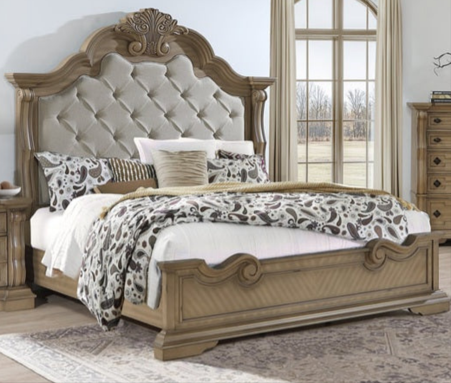B9010 Light Brown Panel Bedroom Set