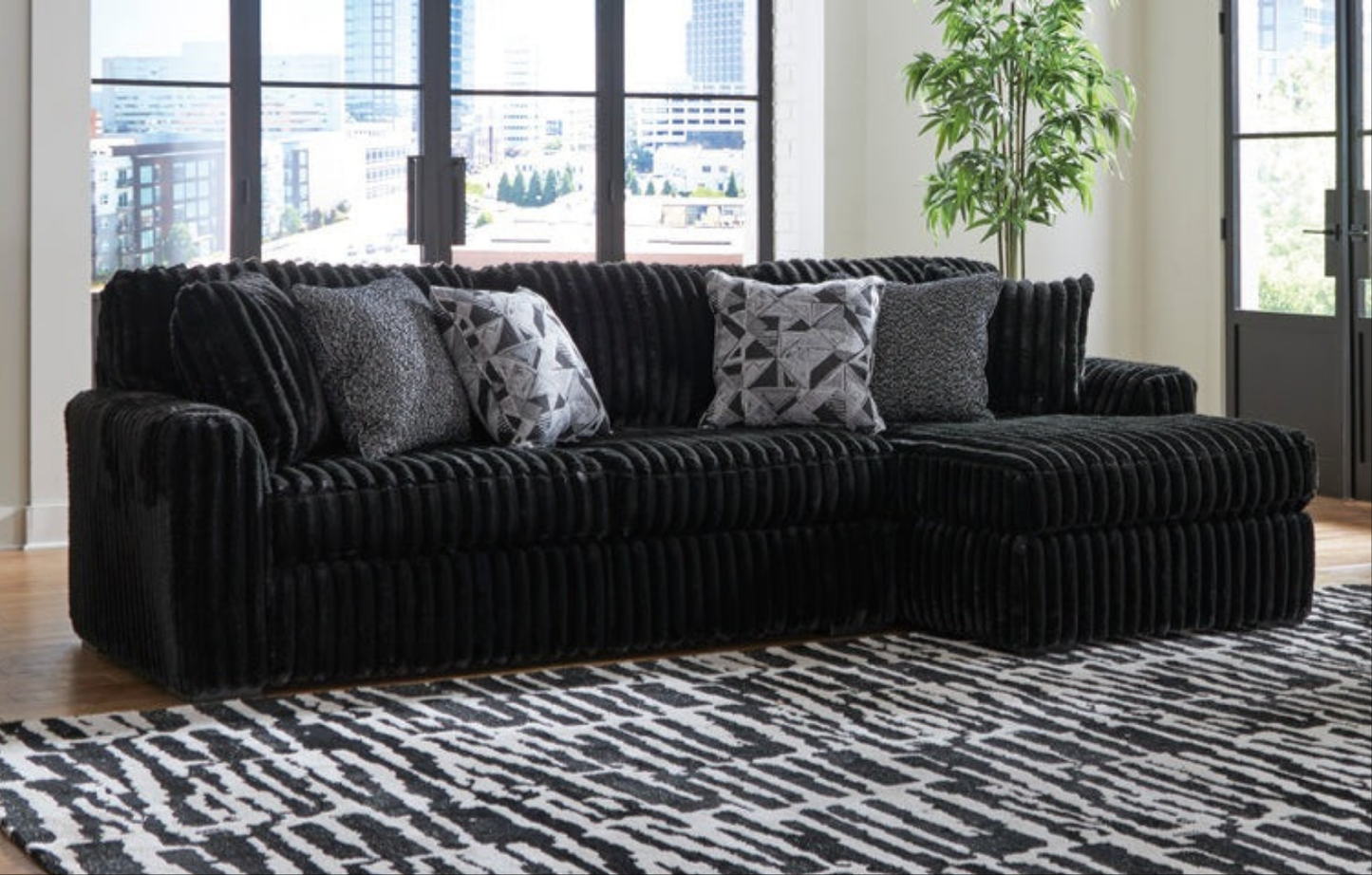 Midnight-Madness Onyx 2pc RAF Chaise Sectional | 98103
