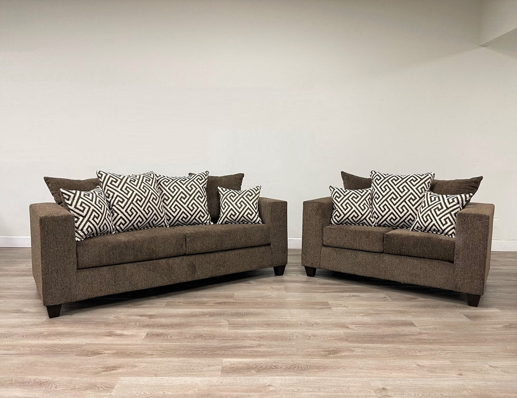Mocha Fabric Sofa and Loveseat 110