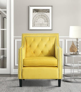 Grazioso Yellow Velvet Accent Chair 1297