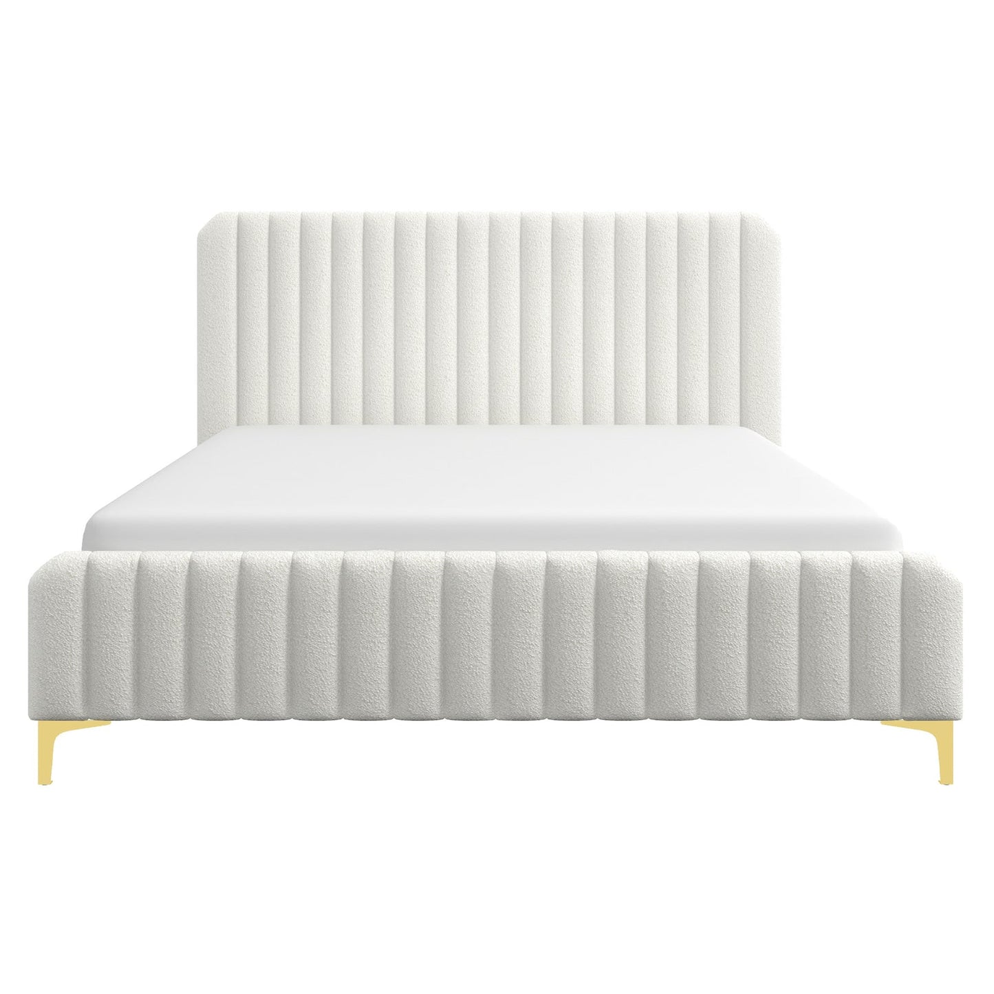 Valery Queen Size Cream Boucle Platform Bed