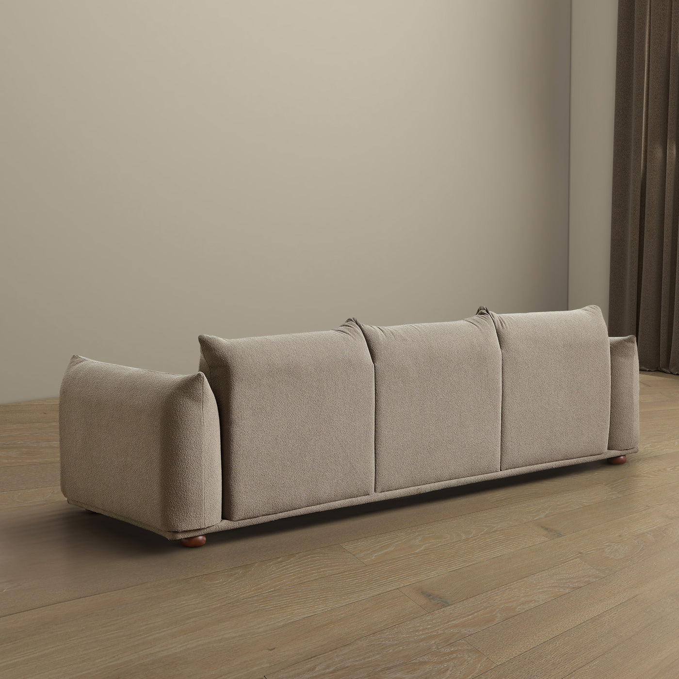 Kely Mocha Mid-Century Modern 100'' Boucle Upholstered Sofa