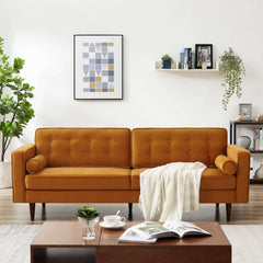 Casey Orange Velvet Sofa