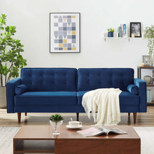 Load image into Gallery viewer, Casey Blue Velvet Sofa