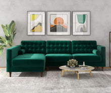 Load image into Gallery viewer, Christian Mid-Century Modern Green Velvet Sectional
