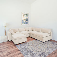 Load image into Gallery viewer, Laven Mid-Century Modern 6pc Ivory Velvet Sectional.