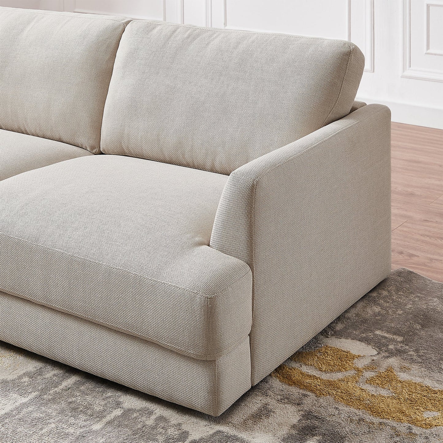Glander 108" Cream Linen Sectional Sofa Right Facing