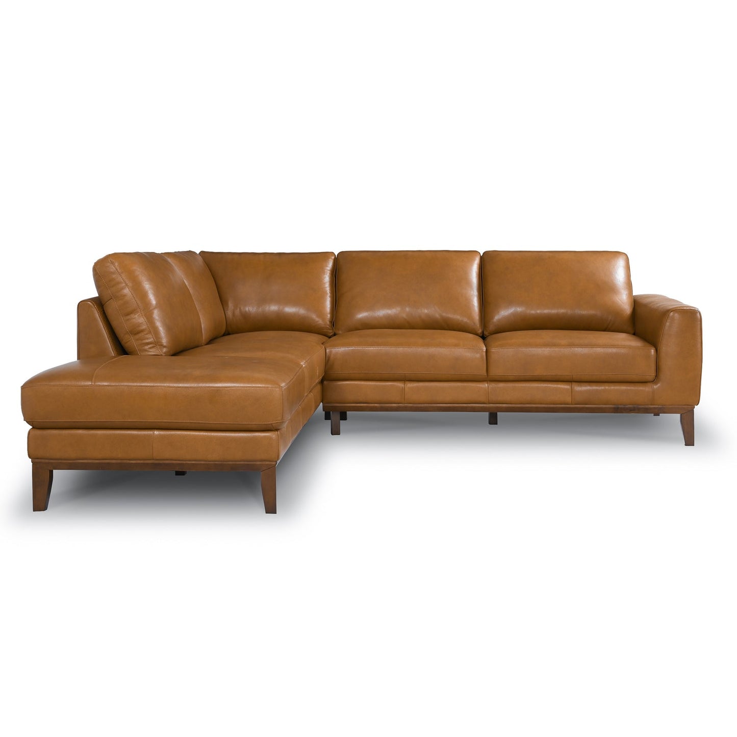 London 97" Mid-Century Modern Leather LAF   Sectional