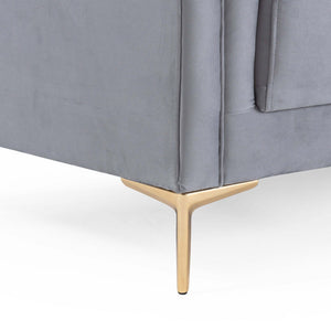 Angelina Mid-Century Modern Gray Velvet Tufted Sofa