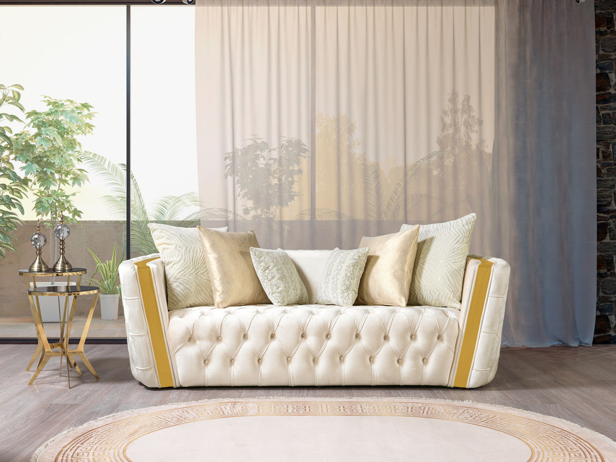Fanci Ivory Velvet Living Room Set