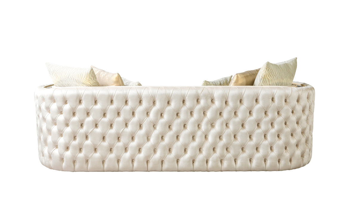 Fanci Ivory Velvet Living Room Set