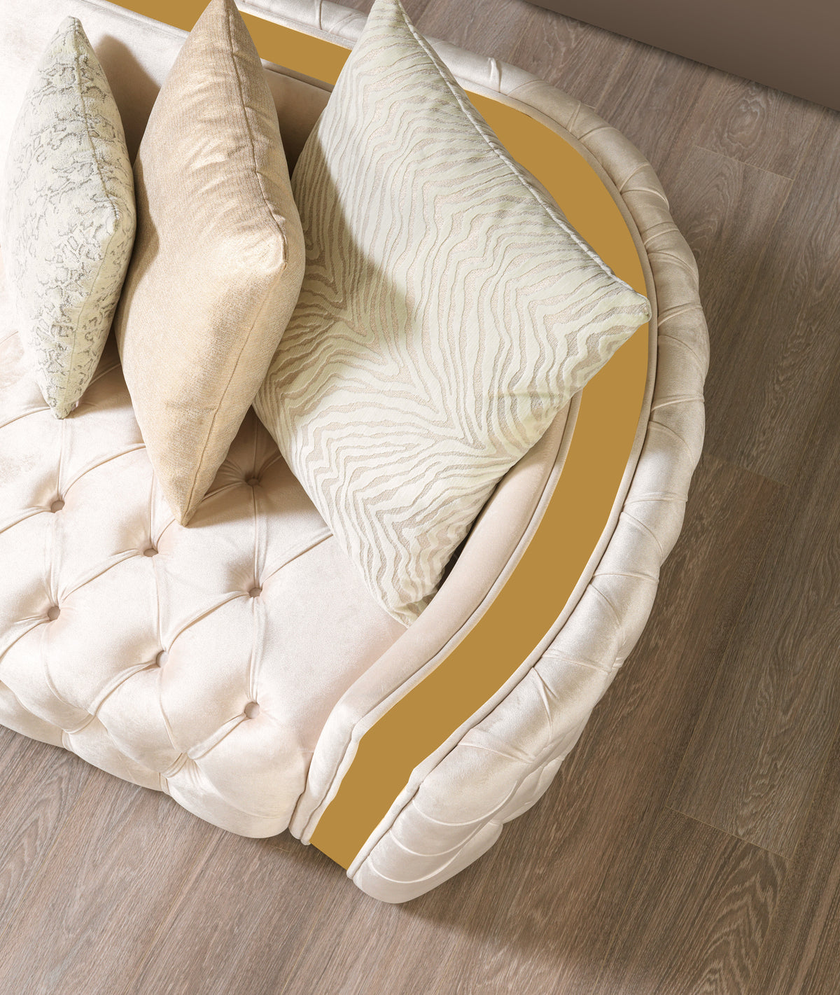 Fanci Ivory Velvet Living Room Set