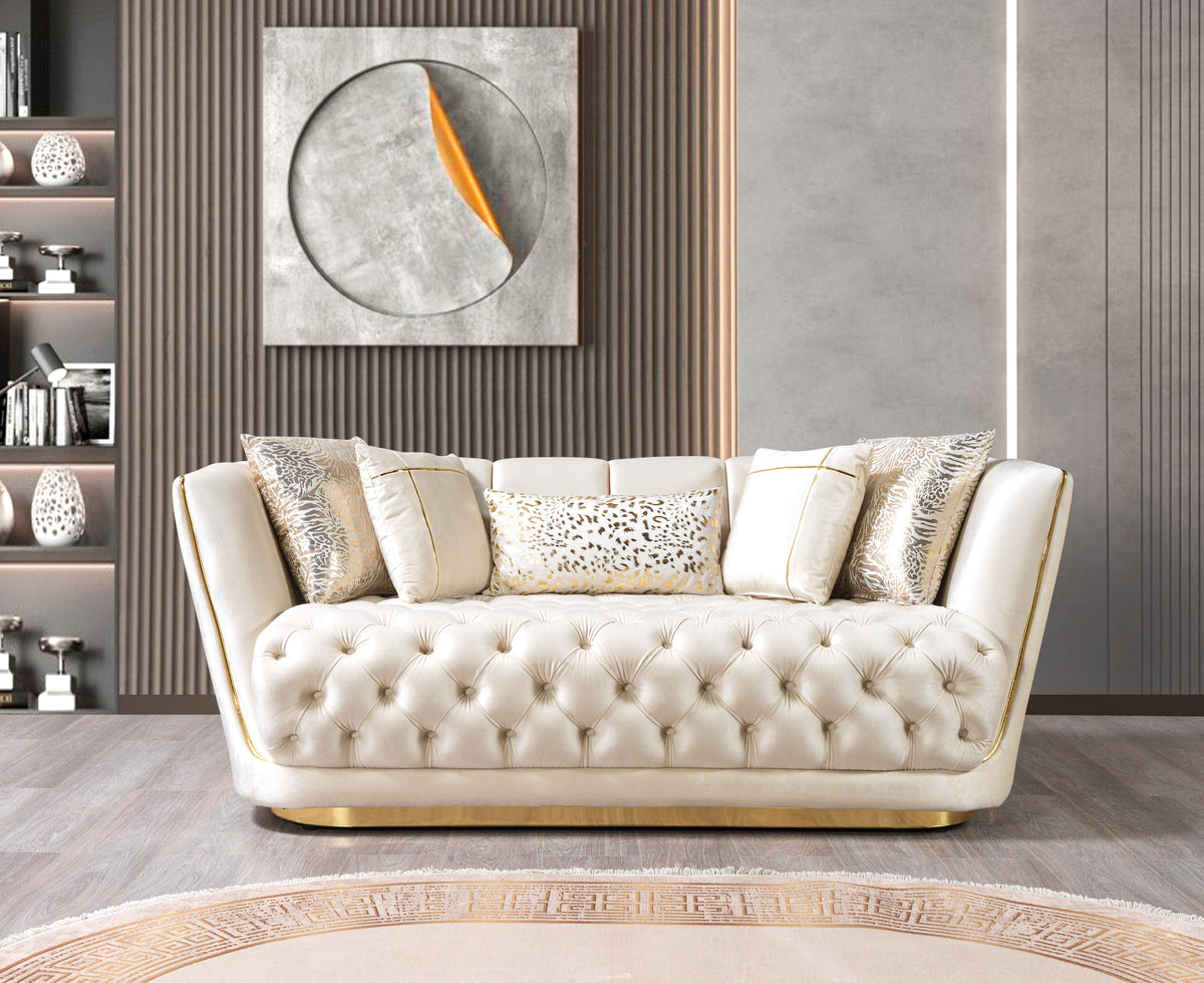 Daphne Ivory Velvet Living Room Set