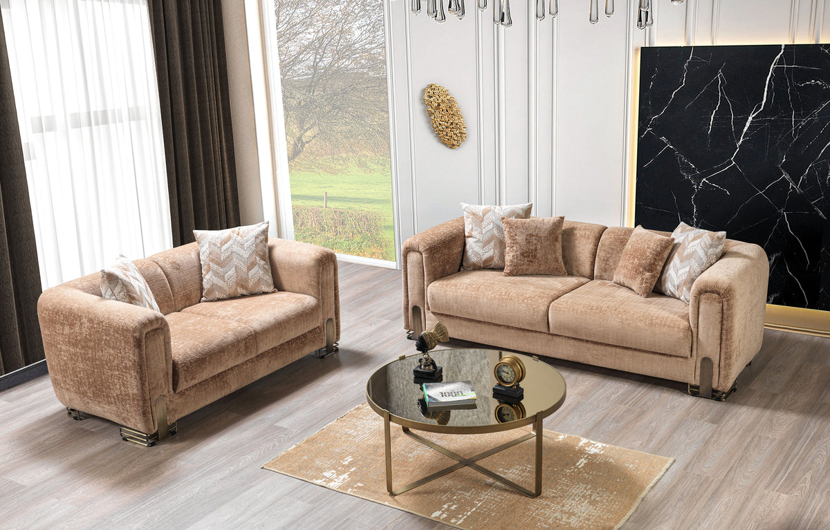 Brenda Coffee Boucle Living Room Set