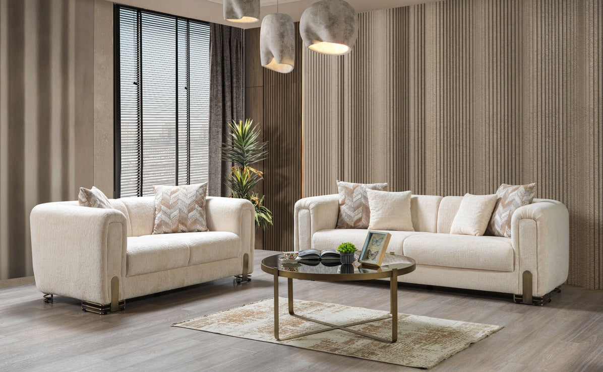 Brenda Ivory Boucle Living Room Set