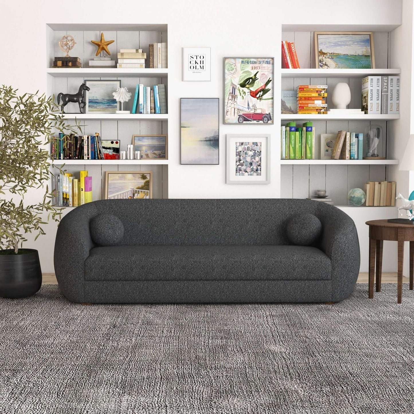 Melinda 87" Gray Boucle Sofa