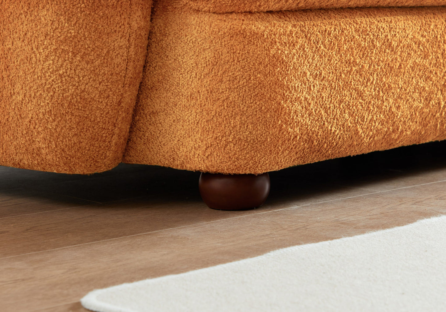 Paton Orange Mid-Century Modern 114.5'' Boucle Fabric Sofa
