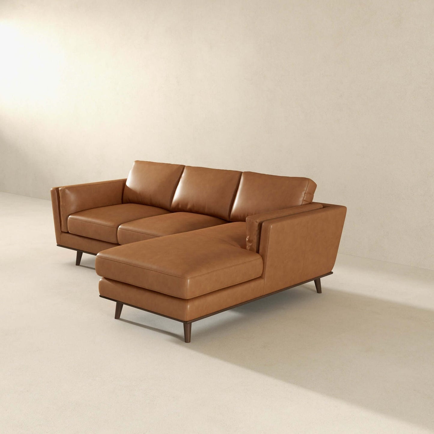 Chase 92" Tan Genuine Leather RAF Sectional