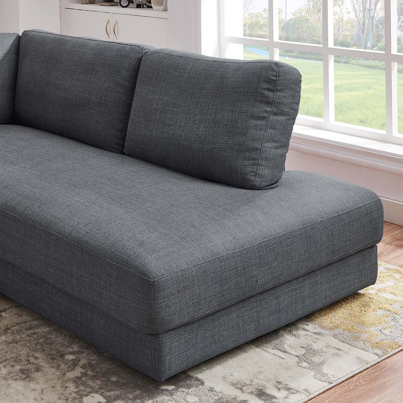 Glander 108" Grey Linen Sectional Sofa Left Facing