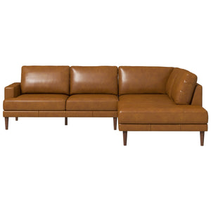 Maxwell Genuine Leather Cognac Tan Sectional