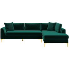 Load image into Gallery viewer, Mano Green L-Shaped Velvet Sectional