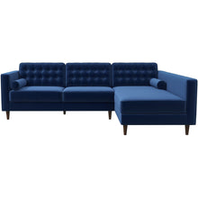Load image into Gallery viewer, Christian Mid-Century Modern Navy Velvet Sectional