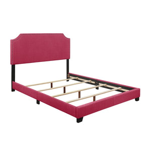 Pink Fabric King Panel Bed SH235