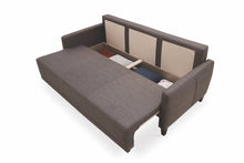 Load image into Gallery viewer, Smart Brown/Blue 3-Seater Sofa Bed with Storage