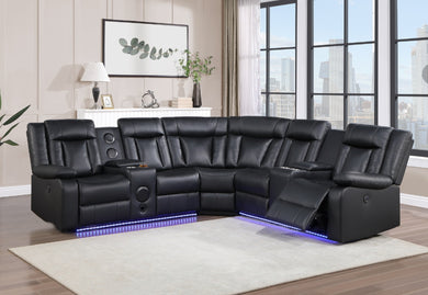 Ardent Black POWER/LED/BLUETOOTH/SPEAKERS Reclining Sectional SH8896