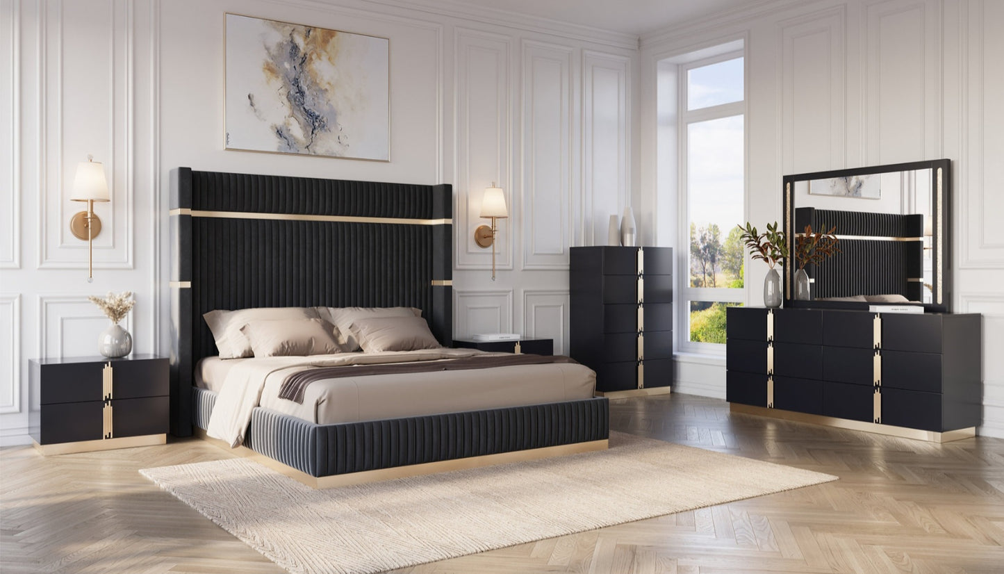Evon Black/Gold Bedroom Set B7550