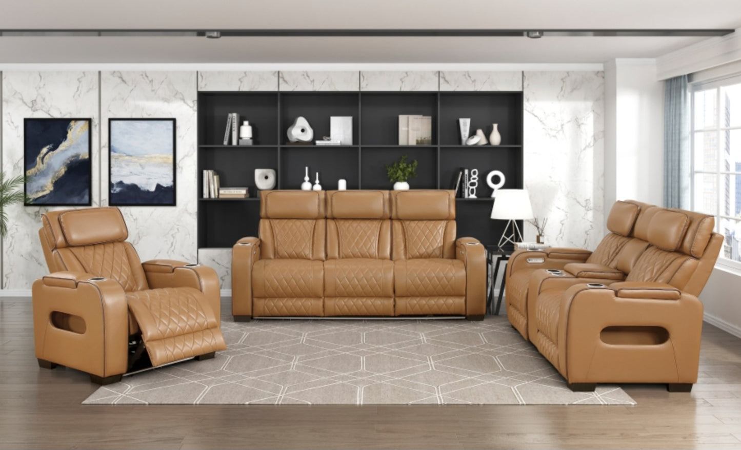 Fairway Brown POWER/LED 3pc Reclining Set 9516