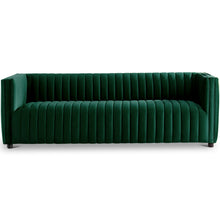 Load image into Gallery viewer, Dominic Channel Tufted Green Velvet Sofa