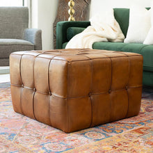 Load image into Gallery viewer, Bonto Mid-Century Modern 27.5-Inch Leather Ottoman