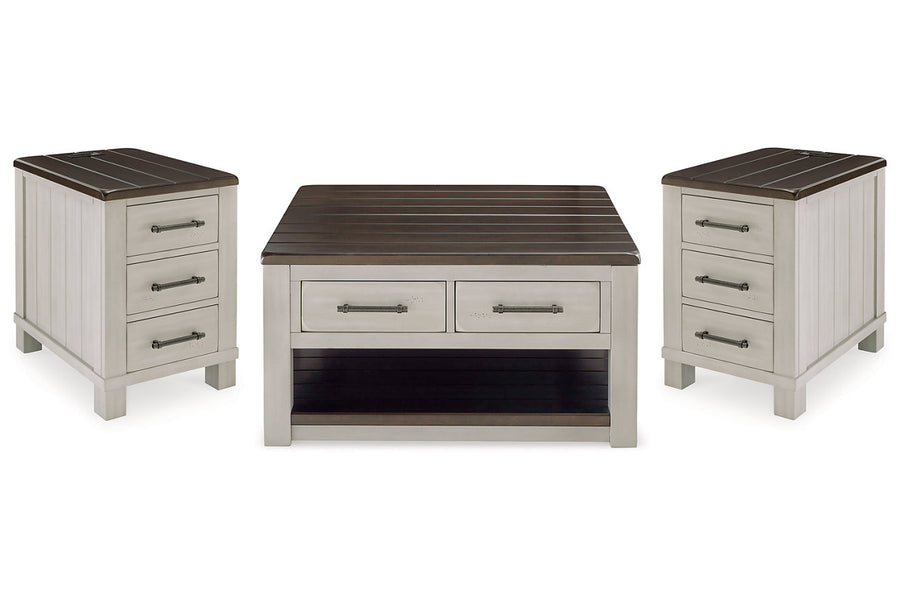 Darborn Gray/Brown Lift-top Coffee Table and 2 Chairside End Tables T796