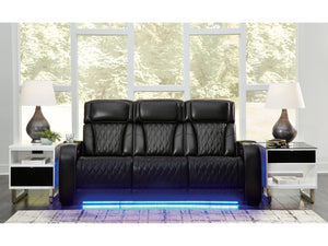 Boyington Black POWER/LED/GENUINE LEATHER Reclining Sofa and Loveseat U27106U1