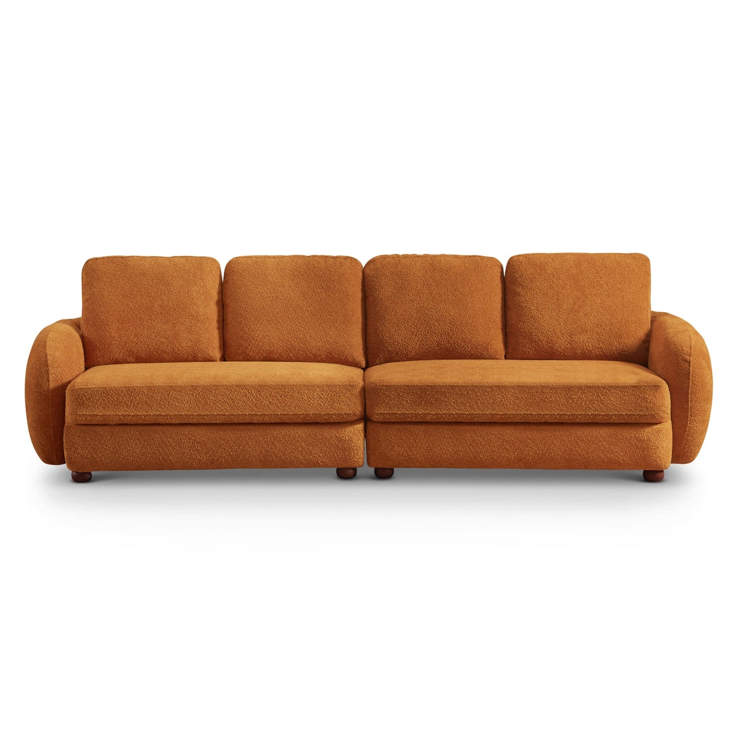 Paton Orange Mid-Century Modern 114.5'' Boucle Fabric Sofa