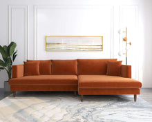 Load image into Gallery viewer, Blake Mid-Century Modern Orange Velvet L-Shaped Sectional