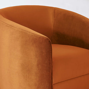 Elise Orange Velvet Swivel Chair