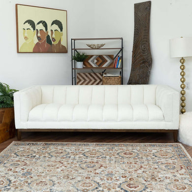 Melissa Mid-Century Modern White Boucle Sofa