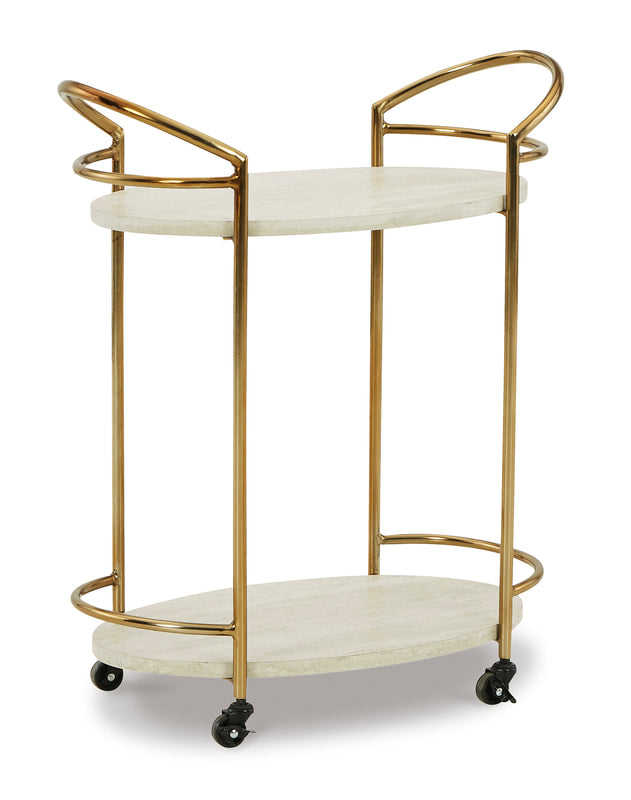 Tarica Cream/Gold Finish Bar Cart A4000502